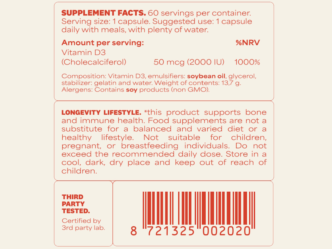 Vitamine D3 capsules 2000 IE